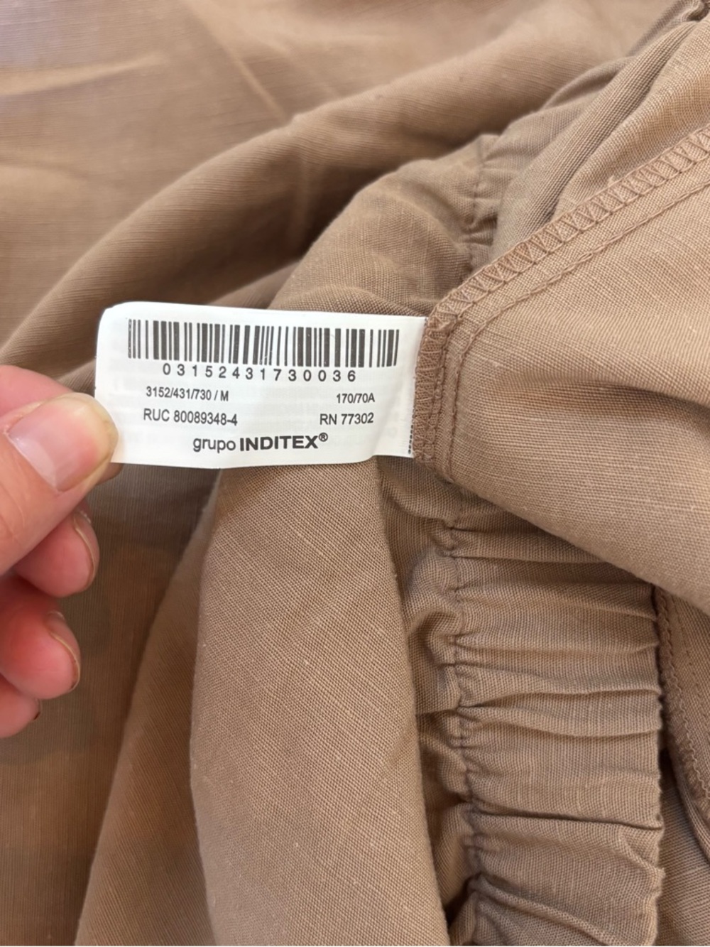 Zara Linen Blend Wide Leg Pull-On Pants Pleated Front Neutral Tan Size Medium - Picture 12 of 13